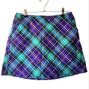 Lady Hagen Purple Tartan Plaid Golf Skirt Skort Size 6